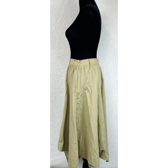 ULLA JOHNSON • Tan Helaine Asymmetrical Handkerchief Hem High-Waisted Midi Skirt - Picture 8 of 16